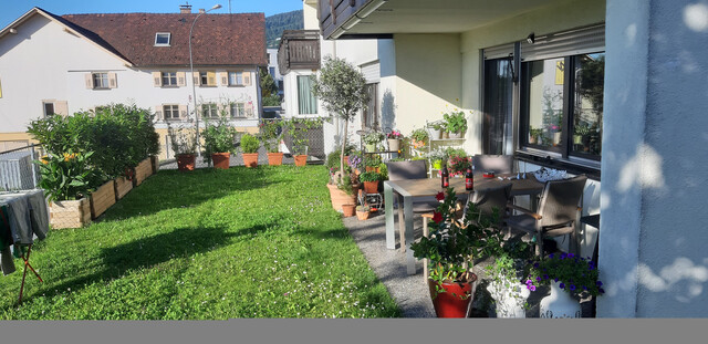 Sehr schöne Terrassenwohnung mit Gartennutzung, Garage & Stellplatz. Schöner Ausblick