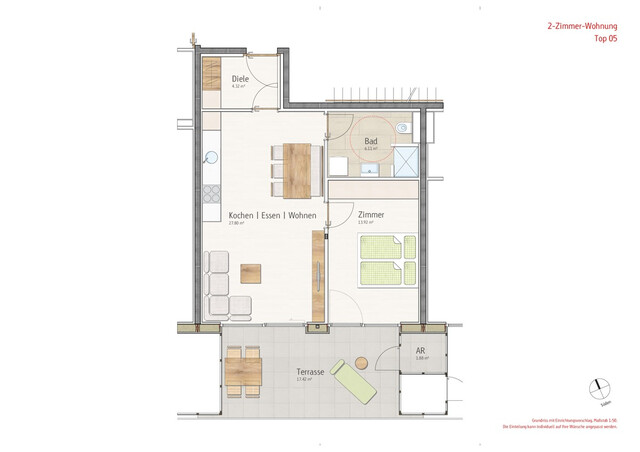 Stilvolle 2-Zimmer-Terrassenwohnung in Hard am malerischen Bodensee zu vermieten