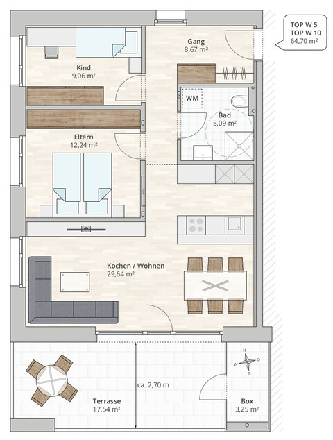 3-Zi-Terrassenwohnung TOP 10 in Rankweil, Vorderlandstraße 2