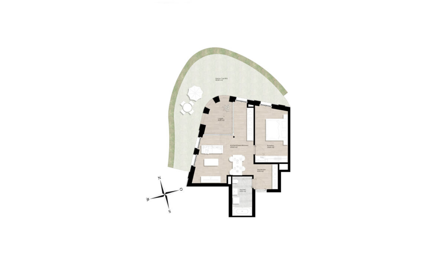 2-Zimmer-Neubauwohnung mit Garten