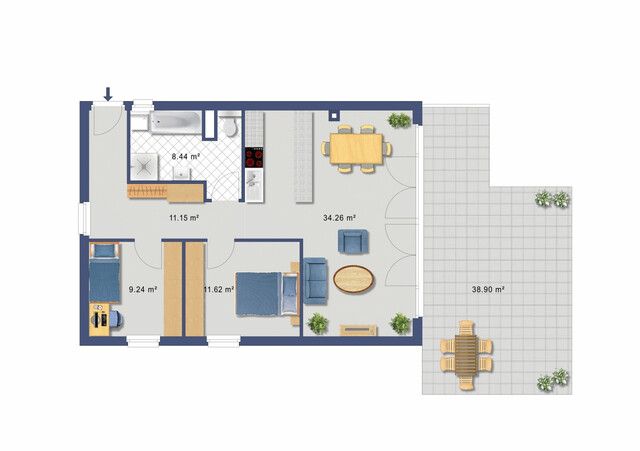 Helle 3-Zimmerwohnung in Kleinwohnanlage