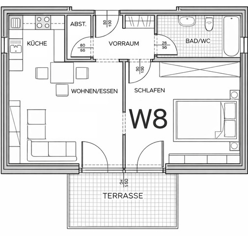 2-Zimmerwohnung im Dachgeschoss zu verkaufen - zentrale Lage in Rankweil,  Einzug ab Februar möglich (Tiefgaragenplatz inklusive)