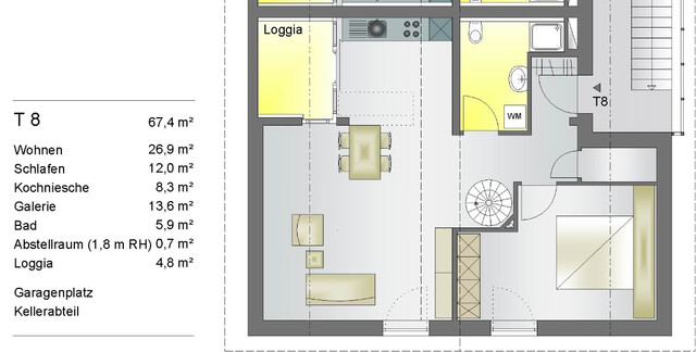 Charmante 2-Zimmer  Wohnung mit Galerie in Dornbirn