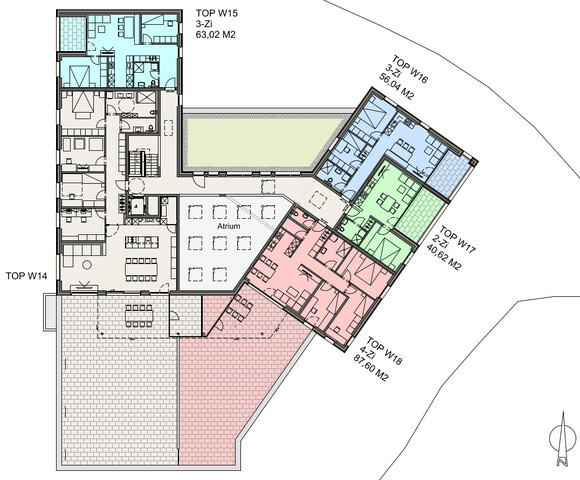 Tolle 4-Zimmer-Wohnung TOP 18 mit Kühlung und riesiger Dachterrasse in Weiler-Dorfmitte