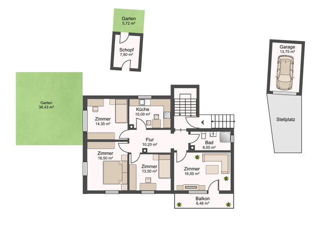 4-Zimmerwohnung mit kleinem Gartenanteil in Seenähe in Hörbranz