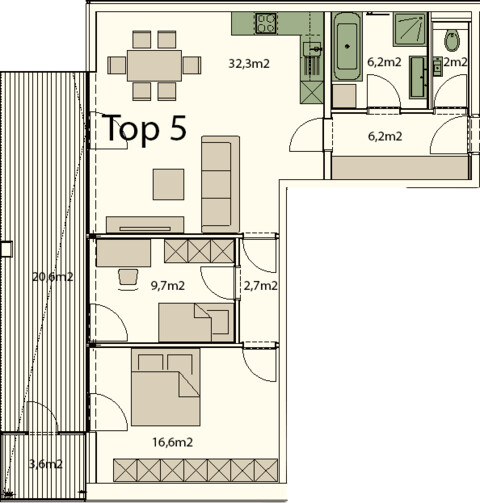 Neubau 3 Zi. Wohnung mit Terrasse und Extras in Top-Lage - OG
