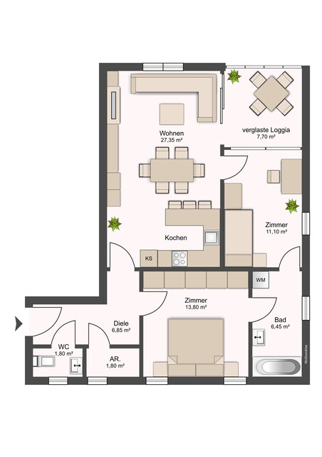 Gepflegte 3-Zimmerwohnung in Seenähe