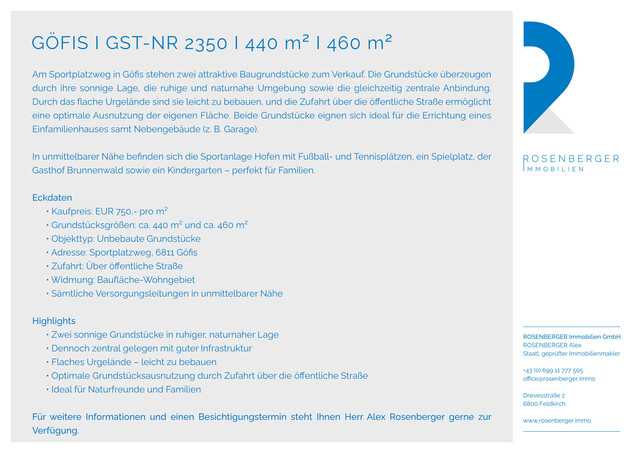 BAUGRUNDSTÜCK I GÖFIS I 460 m² I GST-NR 2350