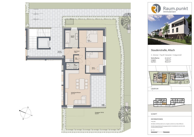 3-Zimmer-Gartenwohnung in Altach - Ruhelage / Top B1