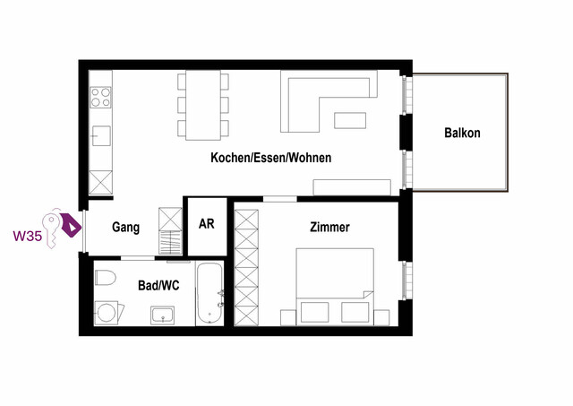 Moderne 2-Zimmer-Neubauwohnung mit Balkon in Hard