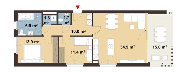 Lichtdurchflutete 3-Zimmer-Terrassenwohnung | C06