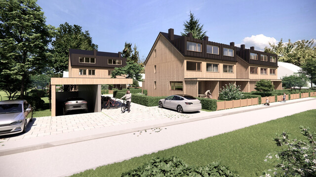 NEU - das kompakte trimana Vollholz Reihenhaus mit Garten, Terrasse, Studio und Garage in Feldkirch Tosters