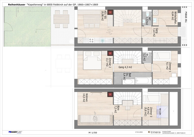 NEU - das kompakte trimana Vollholz Reihenhaus mit Garten, Terrasse, Studio und Garage in Feldkirch Tosters