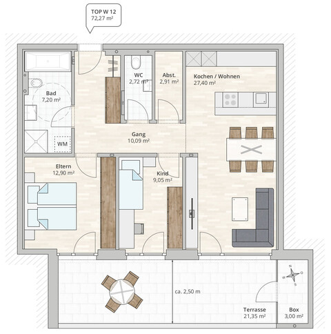 3-Zi-Dachgeschosswohnung TOP 12 in Rankweil-Brederis, Korngasse 5
