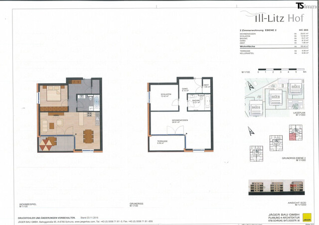 Schruns: Moderne 2-Zimmer-Terrassen-Wohnung ca. 59 m2 in zentrumsnaher Lage - Terrasse ca. 10 m2
