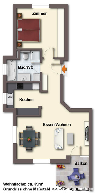 Perfekte Infrastruktur trifft auf sonnige 2 Zimmer Terrassenwohnung mit ca. 59m² im Herzen von Lustenau