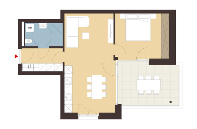 2-Zimmerwohnung mit Terrasse | Top 16