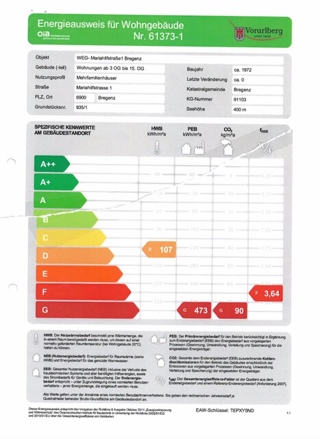 1 Zimmer Anlegerwohnung in Bregenz zu verkaufen (bestandsfrei ab 01.12.2025)