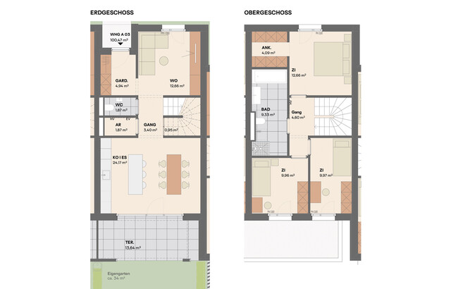 Herrlicher Wohngenuss im eigenen Haus: Neubau-Reihenhaus mit 4-Zimmern und Garten (Top A3)