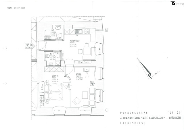 Thüringen: 2-Zimmer Erdgeschosswohnung ca. 50 m2 mit Gemeinschaftsgarten und Carport