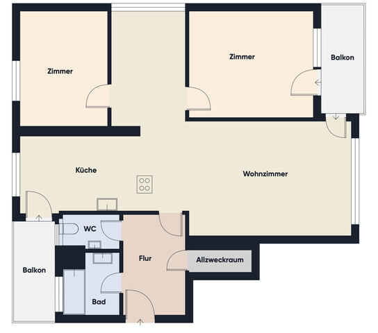 Neu renovierte 3,5 Zimmer Wohnung mit schöner Aussicht in alle Richtungen
