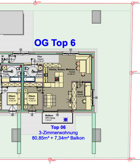 Top 6 Neubauwohnung mit Tiefgarage, Balkon und Dachterrasse