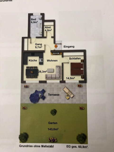 EINMALIGE GELEGENHEIT!! 2-Zimmer Gartenwohnung in sonniger Grenzlage zu verkaufen!!