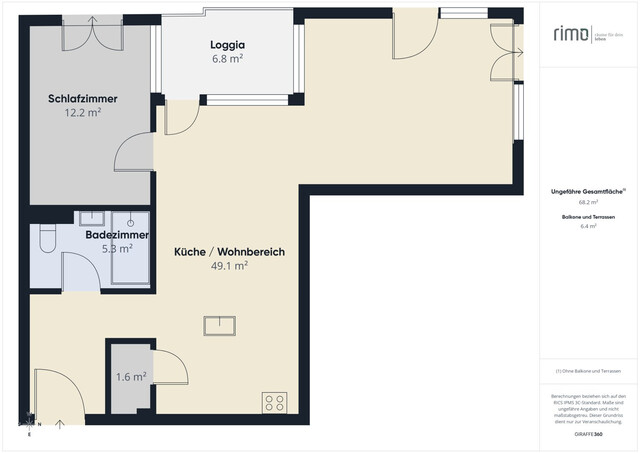 Helle, großzügige 2-Zimmer-Wohnung mit einmaligem Blick übers Rheintal