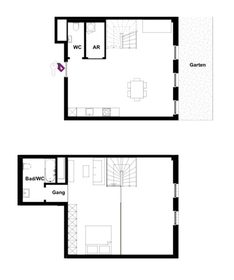 🆕 Wohnen oder arbeiten? Beides: 80 m² auf 2 Geschossen mit Garten in Hard