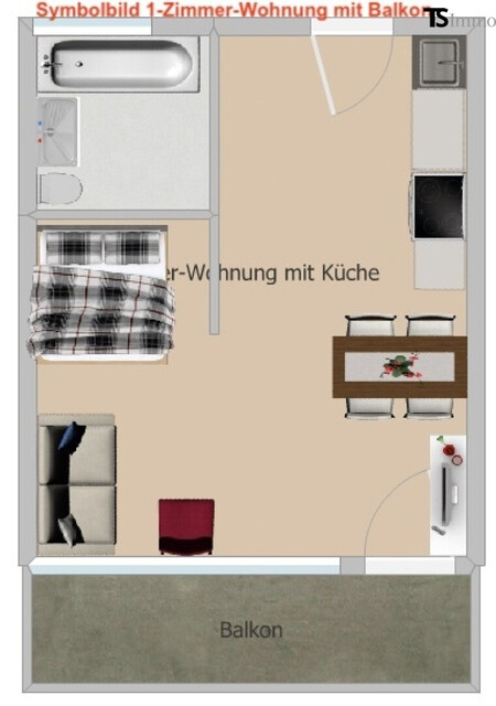 Weiler: 1-Zimmer-Wohnung mit Balkon und zentraler Lage in Weiler