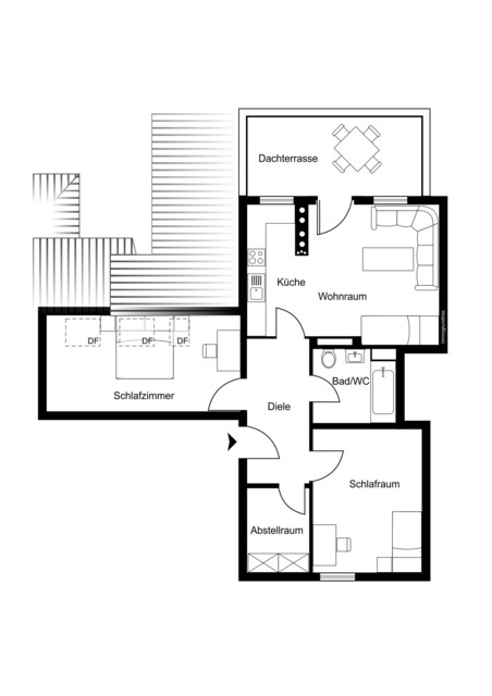 Klimatisierte Dachgeschosswohnung mit schönem Ausblick