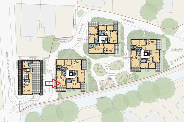 Schöner Wohnen "Am Emsbach"
Neuwertige - 2 Zimmerwohnung mit Terrasse
Haus B - Top 10
