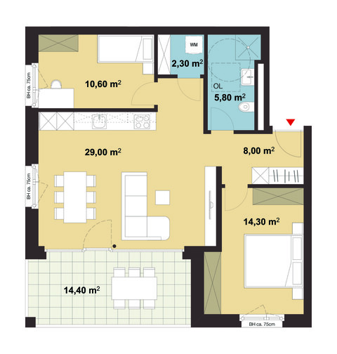 3-Zimmer-Dachgeschosswohnung | A07