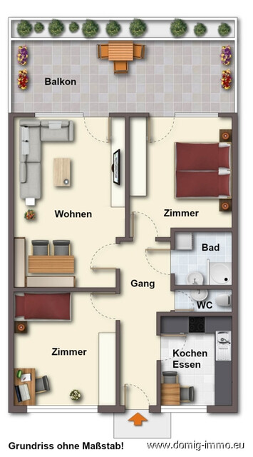 Charmante 3 Zimmer Wohnung mit großem Balkon und Tiefgarage