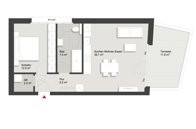 Seenahe 2-Zimmerwohnung mit Balkon in Lochau zu vermieten (verfügbar ab 01.12.2026)