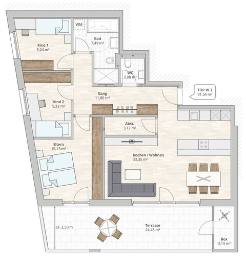 4-Zi-Terrassenwohnung TOP 3 in Rankweil-Brederis, Wollgrasweg 4