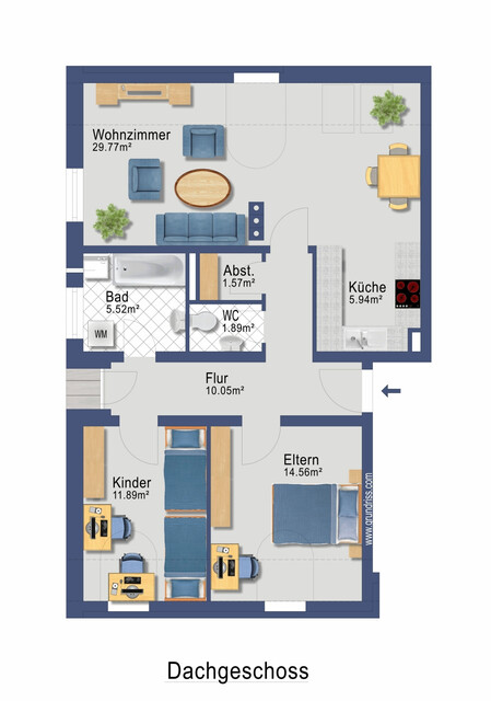 Sonnige 3-Zimmer-Dachgeschosswohnung mit Schwedenofen in ruhiger Lage