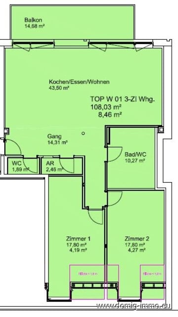 Luxuriöse 3-Zimmer-Wohnung am Kornmarktplatz in Bregenz zu vermieten (TOP 1)