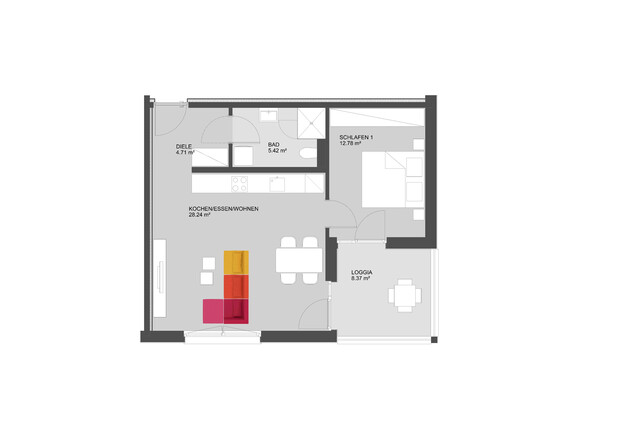 Neubautraum im Hatlerdorf! 2-Zi-Wohnung mit Loggia zu vermieten! Top D8