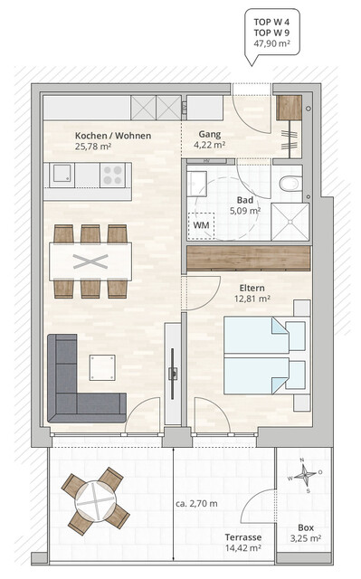 2-Zi-Terrassenwohnung TOP 9 in Rankweil, Vorderlandstraße 2