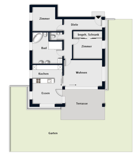 Attraktive 3-Zimmer-Gartenwohnung in Kleinwohnanlage