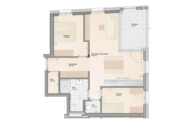 In Bau: 3-Zimmer Terrassenwohnung (Top A04)