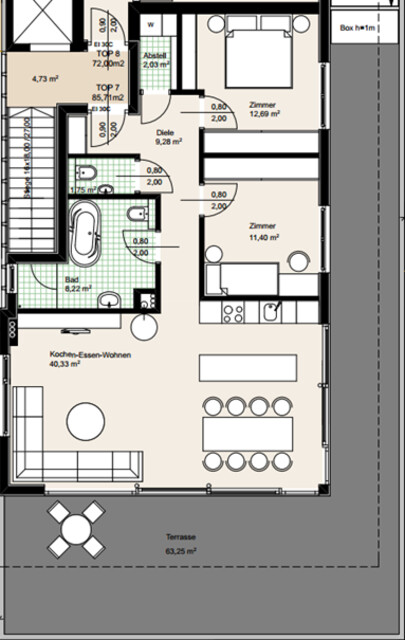 Ruhige Penthouse-Wohnung in Dornbirn Hatlerdorf mit Blick auf die Schweizer Berge