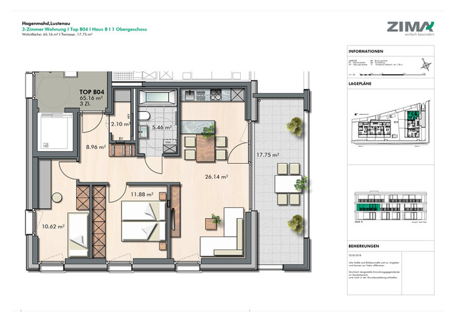 Helle 3-Zimmerwohnung in ruhiger Lage in Lustenau zu vermieten