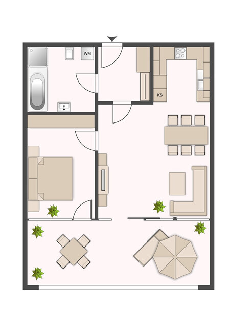 2-Zimmer-Wohnung mit großer Süd-West-Terrasse und traumhaftem Ausblick
