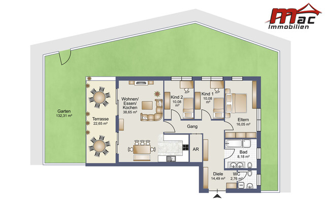 Neuwertige 4-Zimmer-Gartenwohnung mit großem Privatgarten & hochwertiger Ausstattung