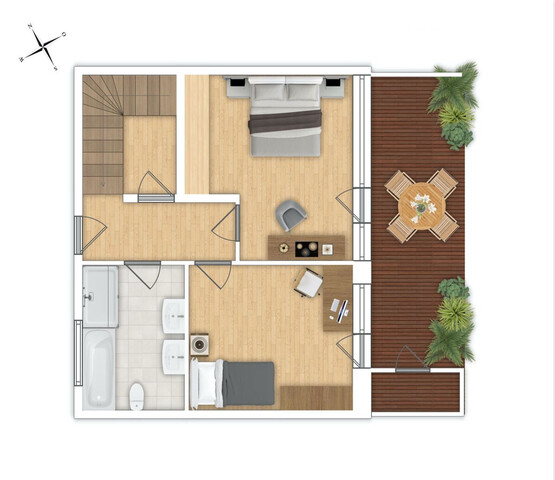 Penthouse mit riesiger Dachterrrasse