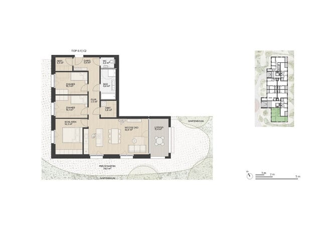 Top 0.1 C2 Haus C  |  Wunderbare 4-Zimmer-Eck-Garten-Whg.  |  Das Garten Quartier Dornbirn "Rohrbach 23"