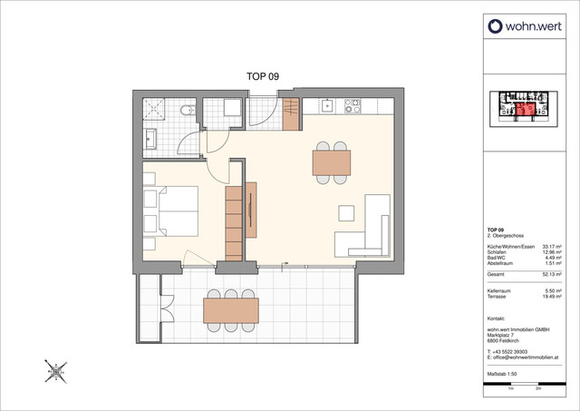 Wohnanlage "Glattenstein" - Geräumige 2-Zimmer-Dachgeschosswohnung - Top 9