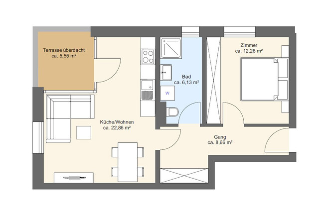 Gemütliche 2 Zimmer Neubauwohnung